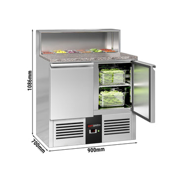 Stół Sałatkowy PREMIUM - 903 mm - nadstawka ze stali nierdzewnej dla 5x GN 1/6 - 2 drzwi - Prime Gastro