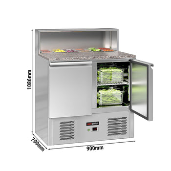 Stół Sałatkowy ECO - 903 mm - 2 drzwi - dla 5x GN 1/6 - nadstawka ze stali nierdzewnej - Prime Gastro