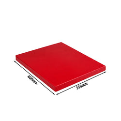 Deska do krojenia z antypoślizgowymi nóżkami – 250 x 400 mm – zgodna z normą HACCP – czerwona