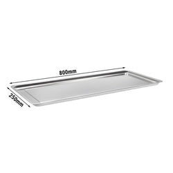 Blacha ekspozycyjna/wystawowa – stal szlachetna – z obrzeżem – 820 x 270 x 20 mm