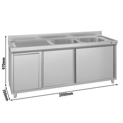 Szafka zlewozmywakowa ECO – 2000 x 700 mm – z koszem na śmieci i 2 zlewami po prawej stronie