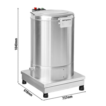 Wirówka do sałatek – 70 litrów – 140 kg/h – 550 W – 1400 obr./min – stal nierdzewna – wraz z rurą spustową