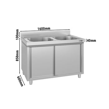 Szafka pod zlewozmywak ECO - 1600x600 mm - z 2 komorami pośrodku - Prime Gastro