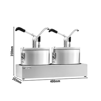 Saucen - / Dosierspender inkl. Edelstahlgestell - 2x4 Liter - einstellbarer Dosierung