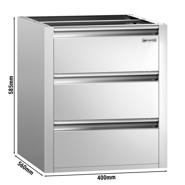 Blok szuflad ECO – 3 szuflady – moduł do montażu 400 x 560 mm – do ATK o głębokości 600 mm - Prime Gastro