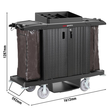 Servicewagen - geschlossen - 2 Wäschesäcke, 1 Ablage oben mit Fächer, 1 Ablage unten