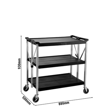 Wózek do serwowania - składany - wykonany z tworzywa sztucznego 880x500mm - z 3 półkami do przechowywania - Prime Gastro
