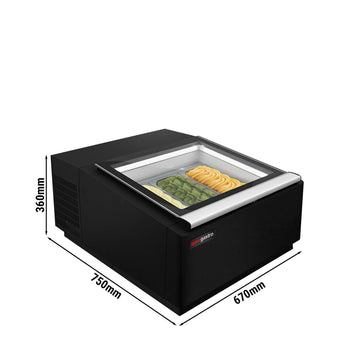 Witryna stołowa na lody - 670 mm - Statyczna - na 3 pojemniki 5 L - Pokrywa otwierana na stronę serwisową