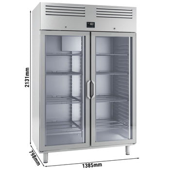 Zamrażarka ze stali nierdzewnej Premium PLUS - GN 2/1 - 1240 litrów - z 2 szklanymi drzwiami - Prime Gastro