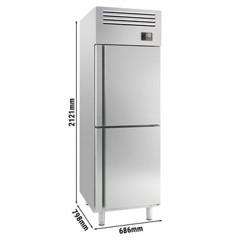 Zamrażarka ze stali nierdzewnej Premium PLUS - GN 2/1 - 560 litrów - z 2 półdrzwiami