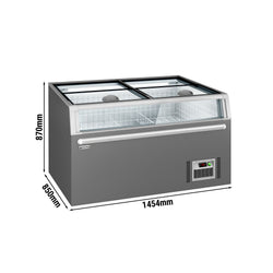 Supermarket – wyspa mroźnicza – 1450 mm – 402 litry – z 2 przesuwanymi drzwiami – szara