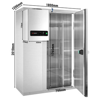 Komora mroźnicza ze stali nierdzewnej - 1800x1200 mm - 2,65 m³ - włącznie z agregatem mroźniczym i kurtyną lamelową - Prime Gastro