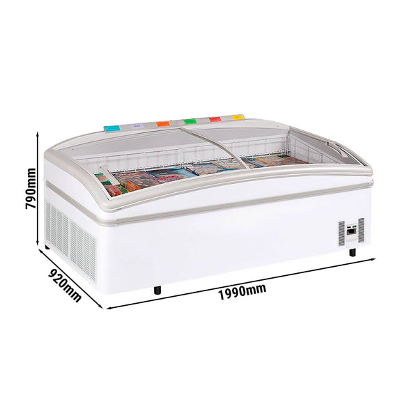 Wyspa chłodnicza & mroźnicza - 1990x920mm - 470 litrów - przesuwana szklana pokrywa