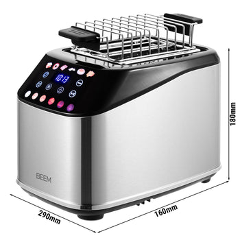 BEEM | Toster - 1,4 kW - 2 oddzielnie sterowane komory na tosty - w tym stojak na bułki - Prime Gastro