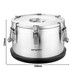 Edelstahl Thermotransportbehälter - 10 Liter - Höhe 220mm - mit Gummiboden
