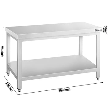 Stół ze stali nierdzewnej 2000 x 700 mm – z podstawą - Prime Gastro