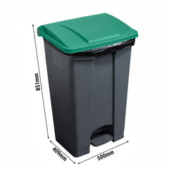 CAMBRO | Kosz na śmieci z pedałem – 87 litrów – zielona pokrywa