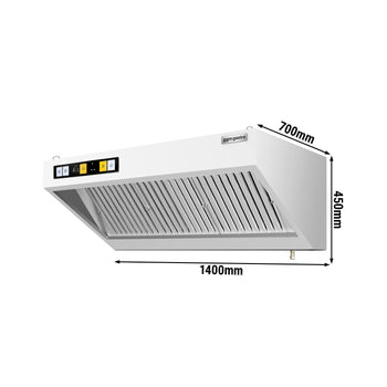 Okap ścienny z silnikiem – 1400 mm – regulator, filtr i oświetlenie