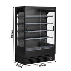 Witryna chłodnicza naścienna - 1320 mm - 595 litrów - z 2 szklanymi drzwiami przesuwnymi i 4 półkami