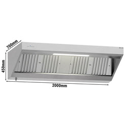Okap ścienny z silnikiem – 2000 mm – z regulatorem, filtrem i lampą