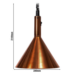Lampa do podgrzewania potraw Retro wisząca - 250W - Ø 280mm - stożkowa - regulowana wysokość - miedziana