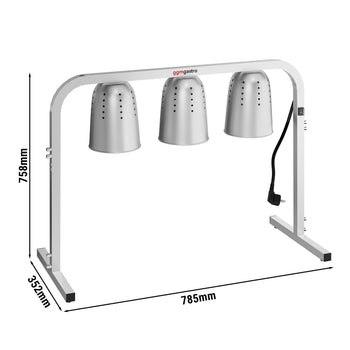 Wärmebrücke Infrarot mit 3 Wärmelampe - 750 Watt - höhenverstellbar - Silber