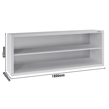 Szafka wisząca naścienna ze stali nierdzewnej ECO - 1800x400 mm - bez drzwi przesuwnych - 650 mm wysokości - Prime Gastro
