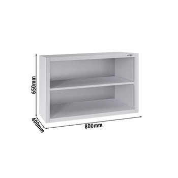 Szafka wisząca naścienna ze stali nierdzewnej ECO - 800x400 mm - bez drzwi na zawiasach - 650 mm wysokości - Prime Gastro