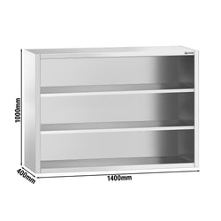 Szafka wisząca ze stali nierdzewnej PREMIUM - 1400x400mm - otwarta - 1000mm wysokości