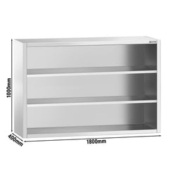 Szafka wisząca ze stali nierdzewnej PREMIUM - 1600x400mm - otwarta - 1000mm wysokości