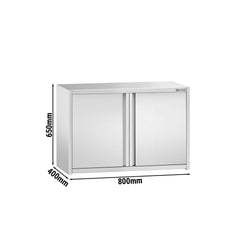 Szafka wisząca naścienna ze stali nierdzewnej PREMIUM - 800x400 mm - z drzwiami na zawiasach - 650 mm wysokości