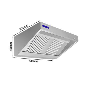 Okap ścienny - 1200mm - z silnikiem, regulatorem, filtrem i lampą