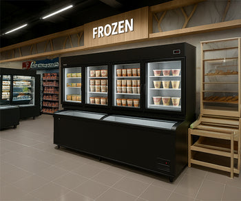 Wandtiefkühlregale mit Tiefkühlinseln - DIMA