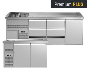 Barowe stoły chłodnicze  Premium PLUS - Drzwi ze stali nierdzewnej