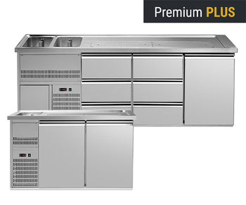 Barowe stoły chłodnicze  Premium PLUS - Drzwi ze stali nierdzewnej