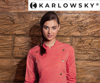 KARLOWSKY |  Bluzy Kucharskie dżinsowe - czerwone w stylu Vintage	