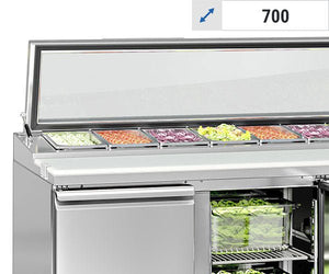 Stoły sałatkowe ze szklaną pokrywą