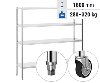 Edelstahlregale - mit Rollen oder Füßen