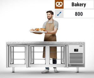 Stoły chłodnicze i mroźnicze z drzwiami po obu stronach dla piekarni	