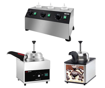 Podgrzewane dozowniki sosów i podgrzewacze do sera/czekolady	