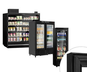 Naścienne witryny chłodnicze z izolowanymi szklanymi drzwiami	