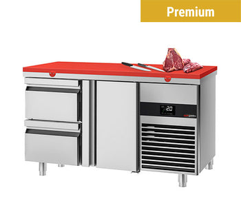 Stoły chłodnicze z deską do krojenia czerwony	