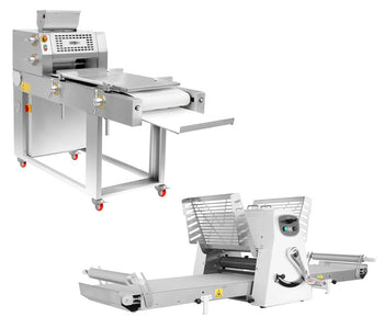 Wałkownice do ciasta piekarniczego z przenośnikiem taśmowym