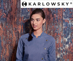 KARLOWSKY |  Bluzy Kucharskie dżinsowe - niebieskie w stylu Vintage - Prime Gastro