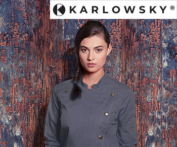 KARLOWSKY |  Bluzy Kucharskie dżinsowe - czarne w stylu Vintage	