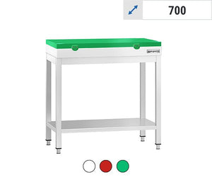 Stoły robocze z deską do krojenia i  dolną półką o głębokości 700 mm	