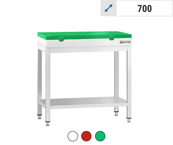 Stoły robocze z deską do krojenia i  dolną półką o głębokości 700 mm	