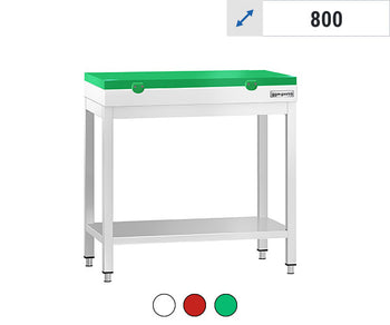 Stoły robocze z deską do krojenia i  dolną półką o głębokości 800 mm	