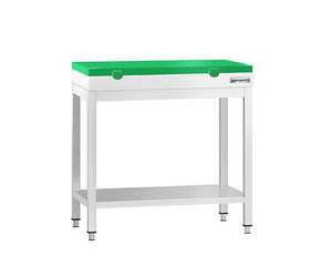 Stoły robocze z deską do krojenia w kolorze zielonym 