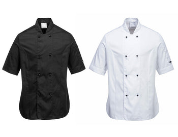 Bluzy kucharskie z krótkim rękawem Basic - damskie